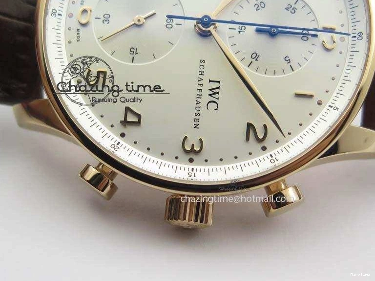 MIROTIME 0821 Portuguese Chrono RG IW371480 ZF 1:1 Best Edition White Dial On Brown Leather Strap A7750 V HighPerformance 7266